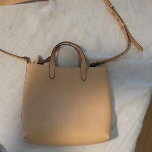 Madewell Zip-Top Transport Crossbody Leather Tote Bag Be8ge
